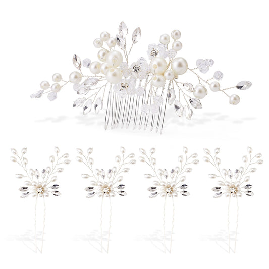Etehup front view of comb and pins showing complete set and elegant finish