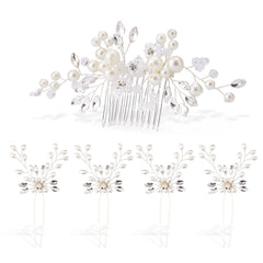 Etehup front view of comb and pins showing complete set and elegant finish