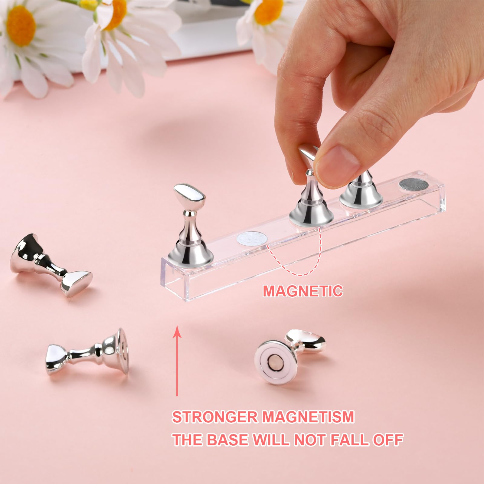 Etercycle close-up of metal magnet in base showing secure hold and wobble-free painting