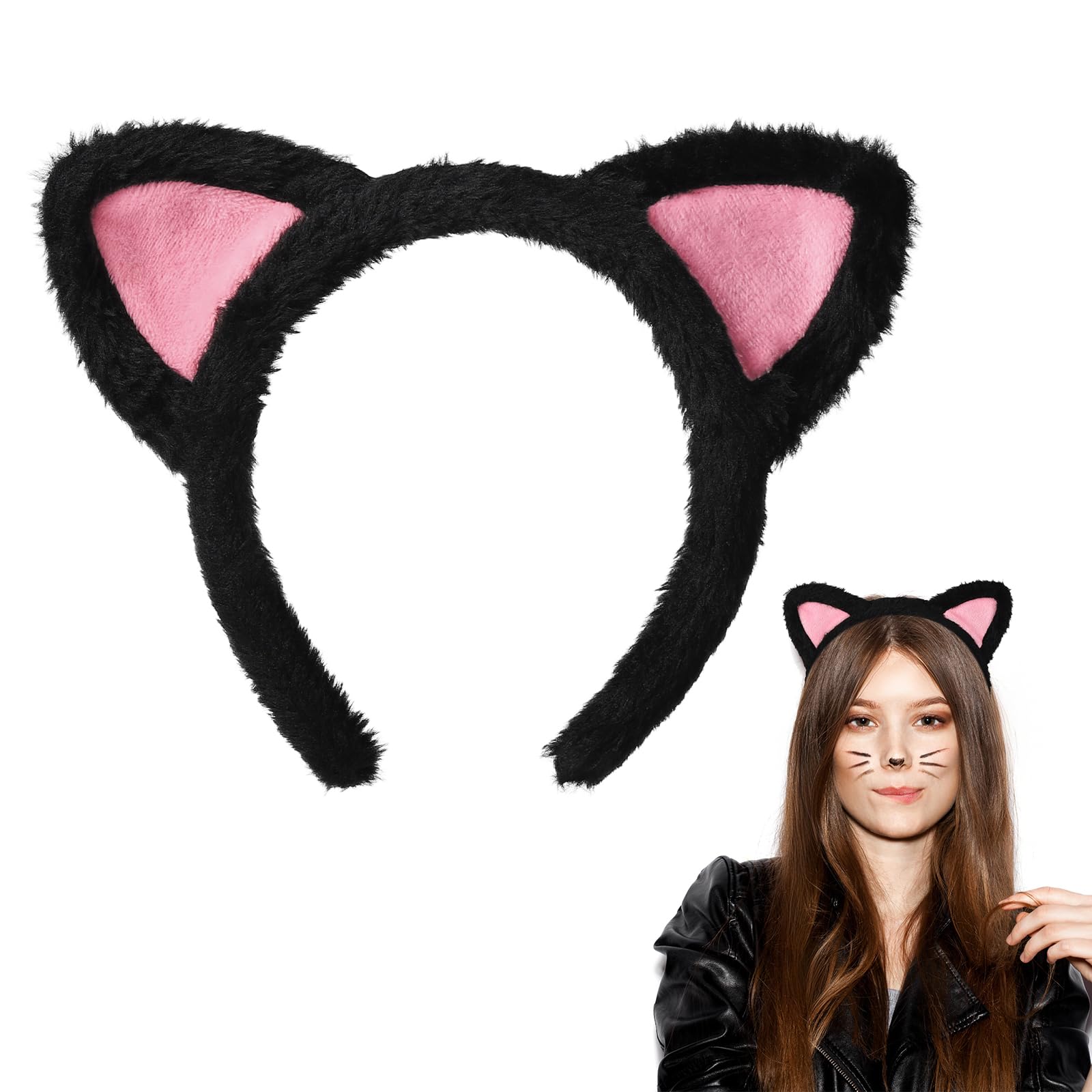 Etercycle front view of black cat ear headband showing playful style and comfort