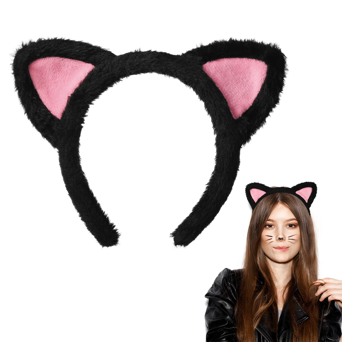 Etercycle front view of black cat ear headband showing playful style and comfort