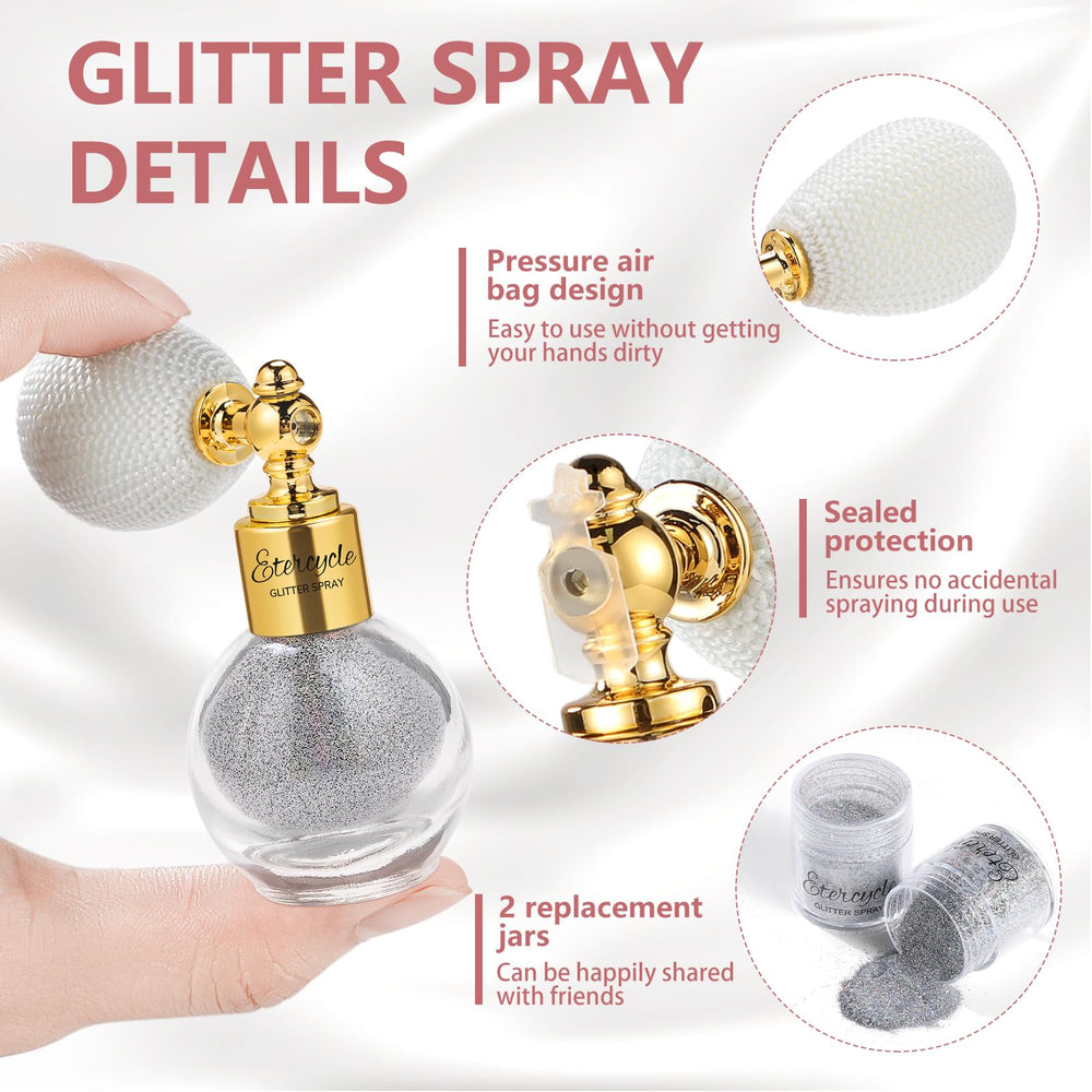Etercycle glitter on model shoulder and cheek adding eye-catching shimmer