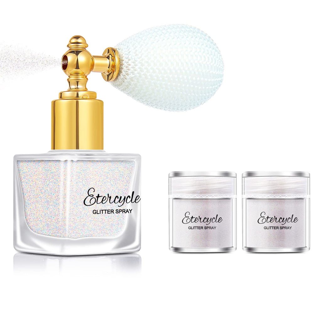 Etercycle bottle front view showing portable spray for on-the-go sparkle