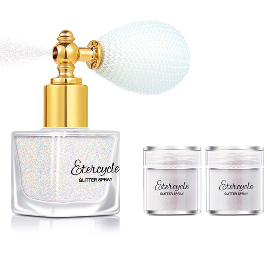 Etercycle bottle front view showing portable spray for on-the-go sparkle