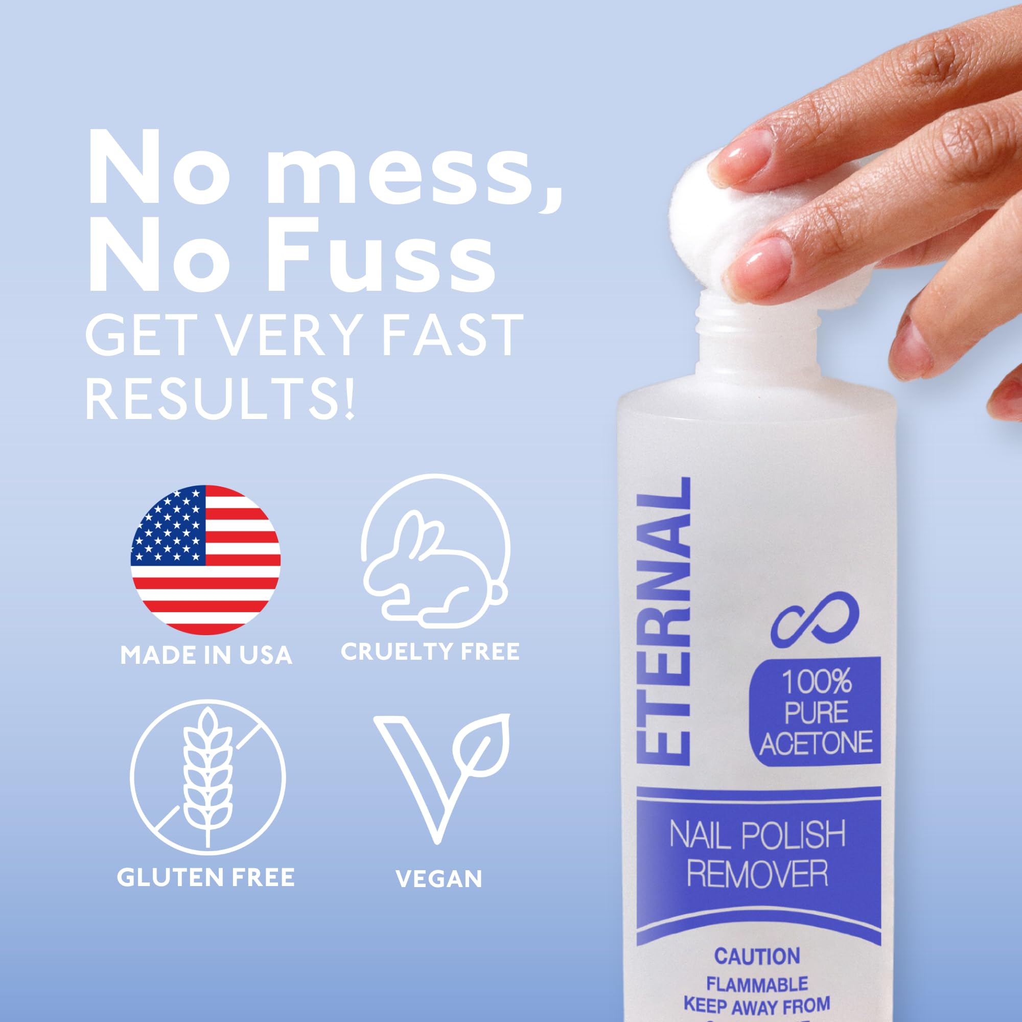 Eternal acetone liquid close-up showing clear texture and fast action