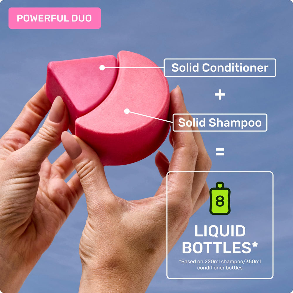 Ethique shampoo bar paired with conditioner bar for complete routine benefit