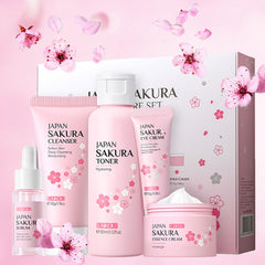 Etuanxi front packaging of five-piece cherry skincare set for easy routine