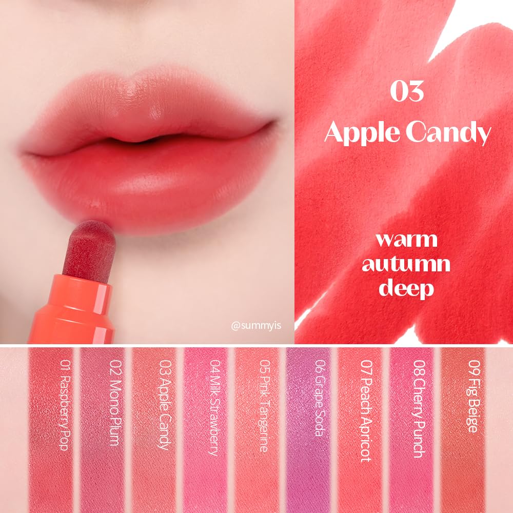 ETUDE swatch on arm illustrating Apple Candy color payoff