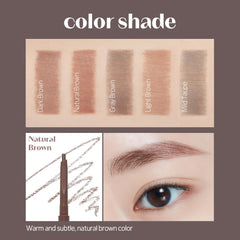 ETUDE bare edge pencil tip close-up creating hair-like strokes for realistic brows