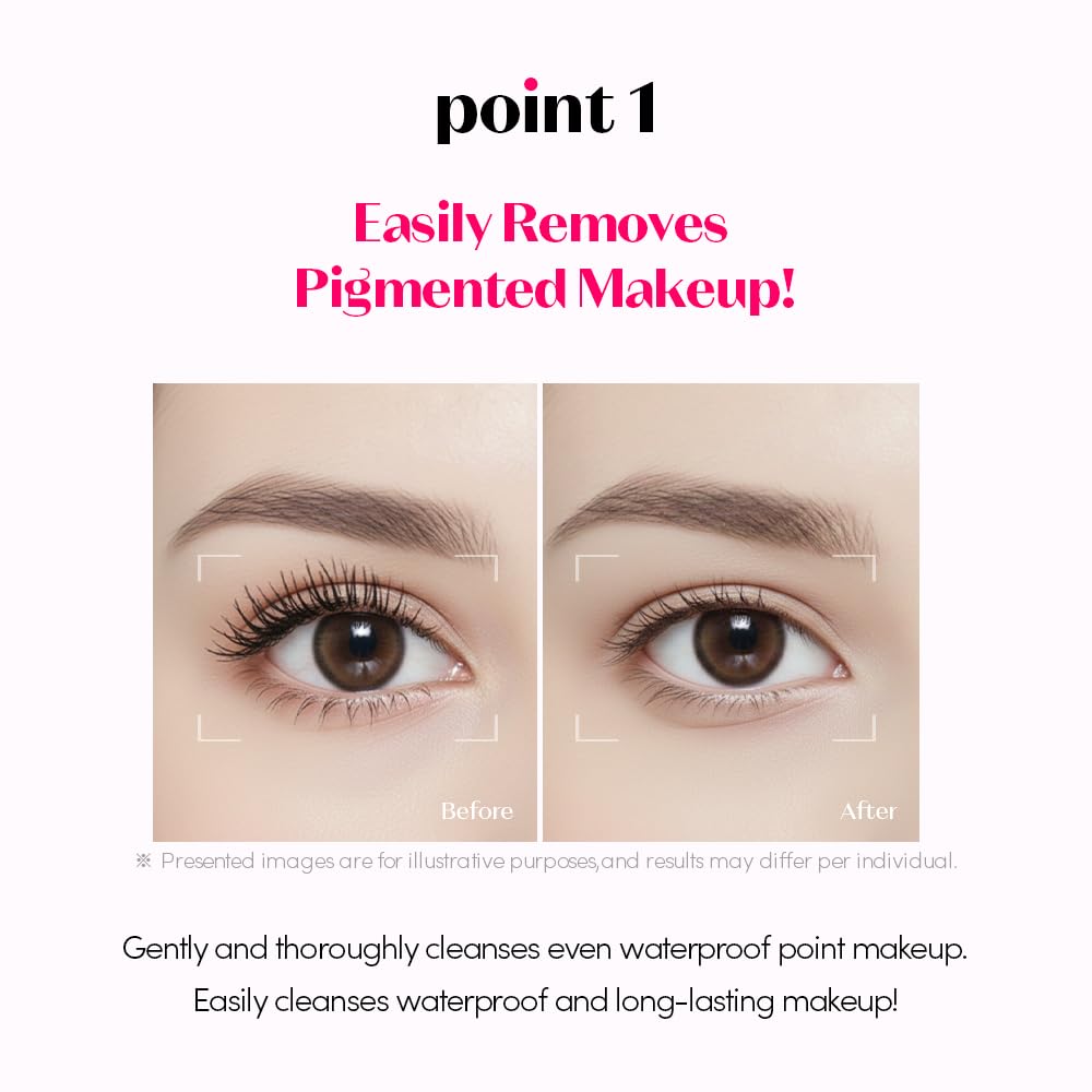 ETUDE before-and-after eye showing waterproof mascara removal benefit