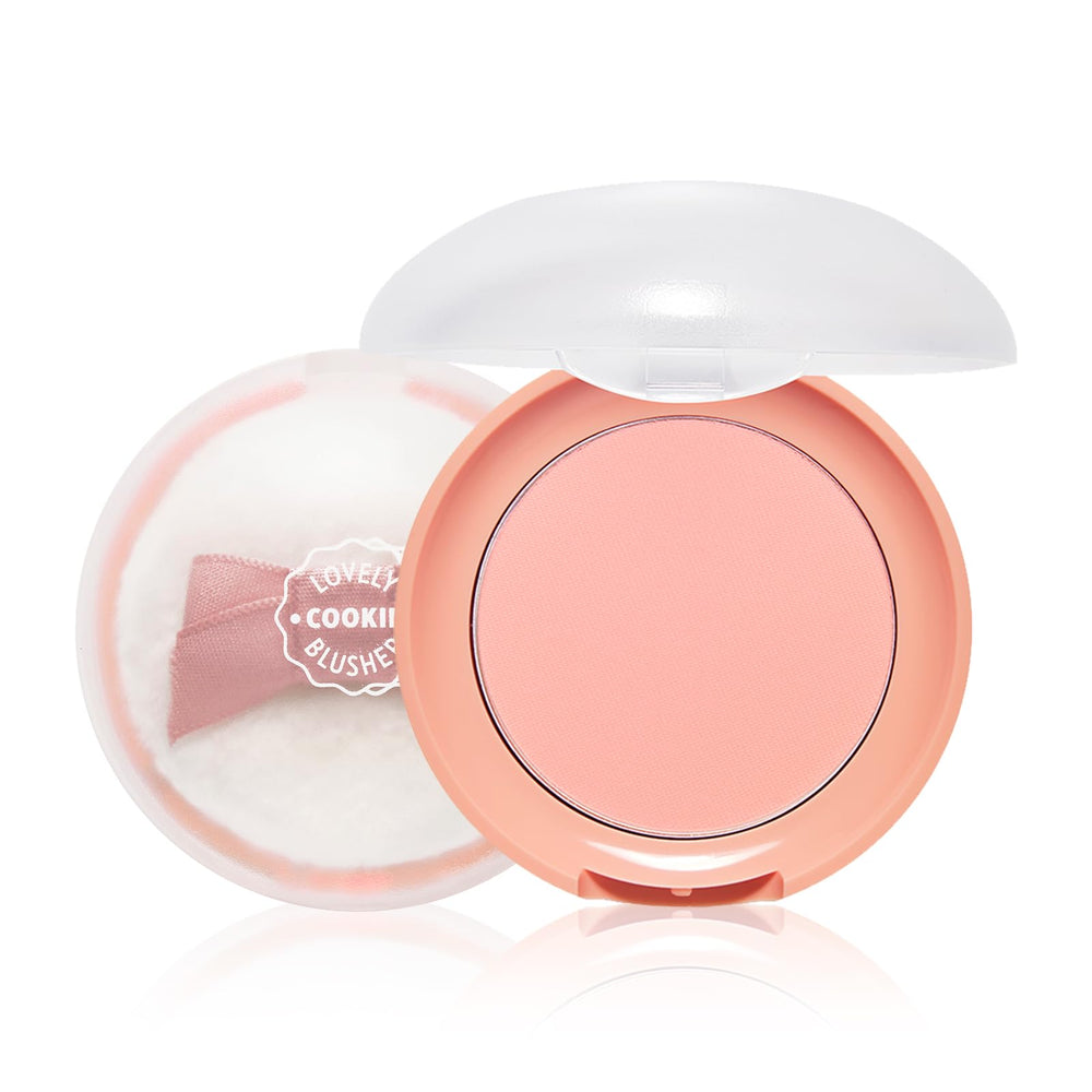 ETUDE front compact showing apricot peach mousse shade and portable design benefit