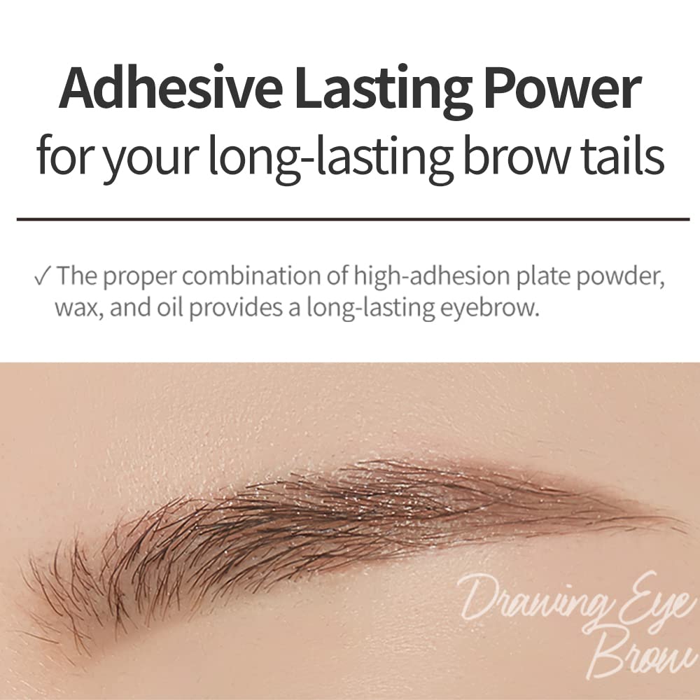 ETUDE brow before and after image illustrating fuller natural-looking eyebrow result