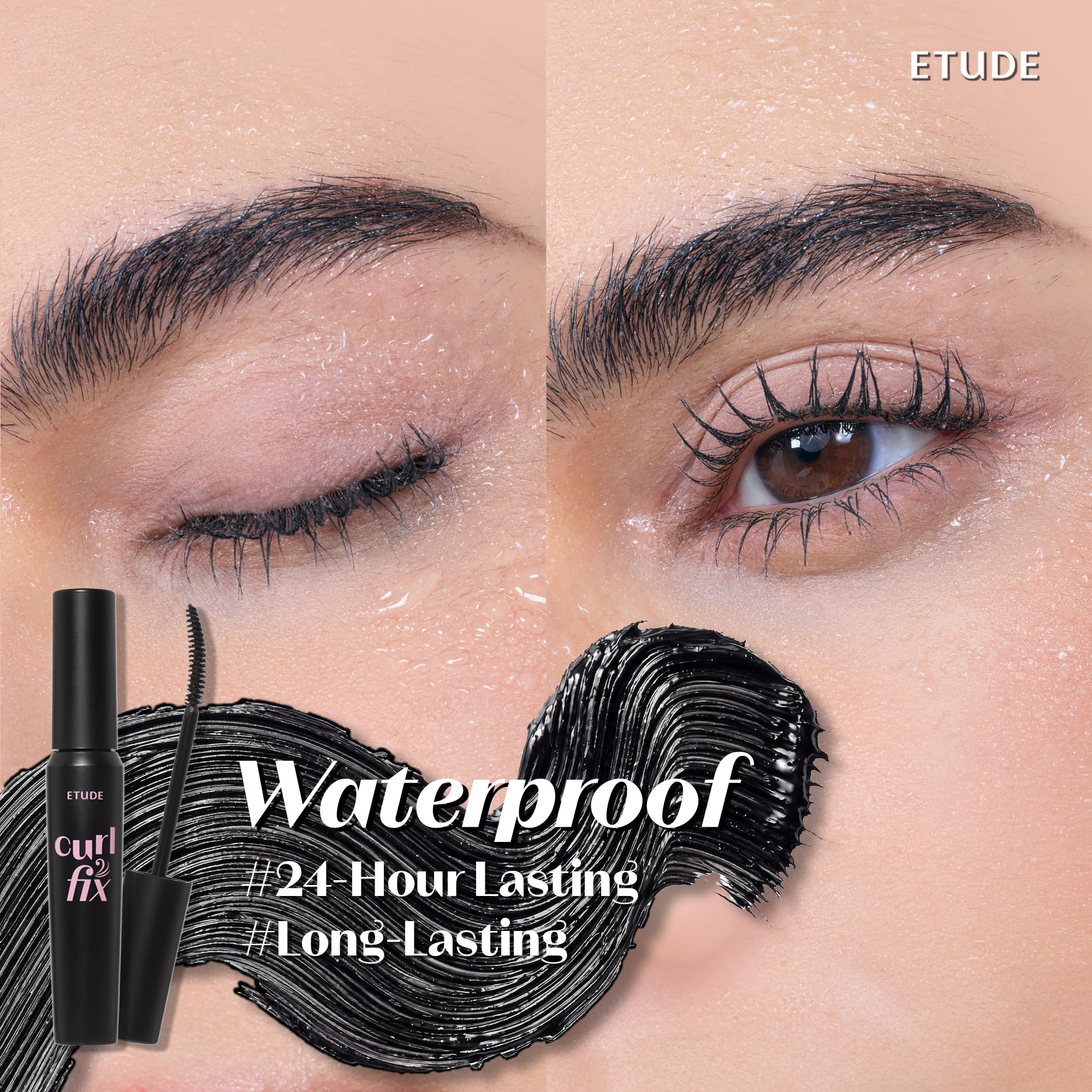 ETUDE texture smear on black demonstrating smooth non-clumping formula