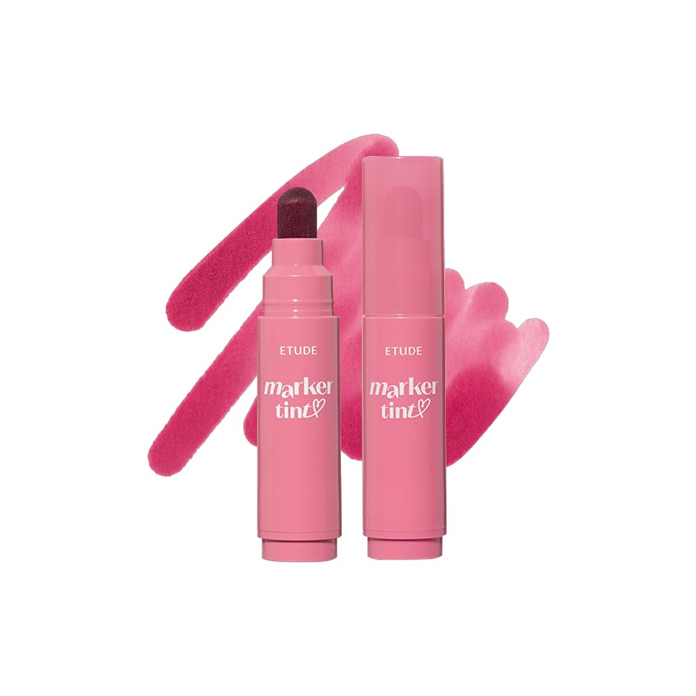 ETUDE marker front packaging showing compact plum shade and benefit