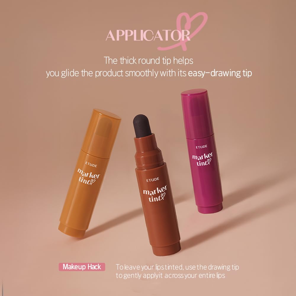 ETUDE marker in hand to show compact size and travel convenience