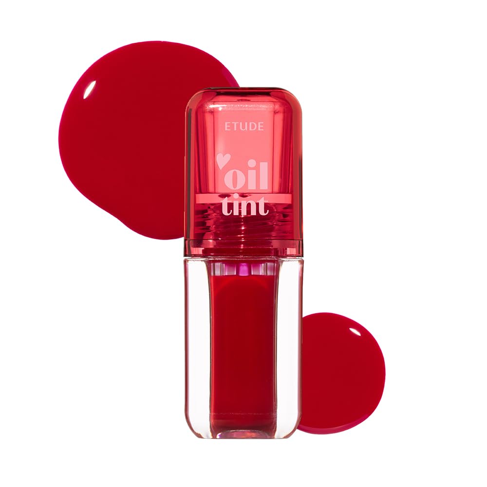 ETUDE tube front view showing cherry gloss and compact size benefit