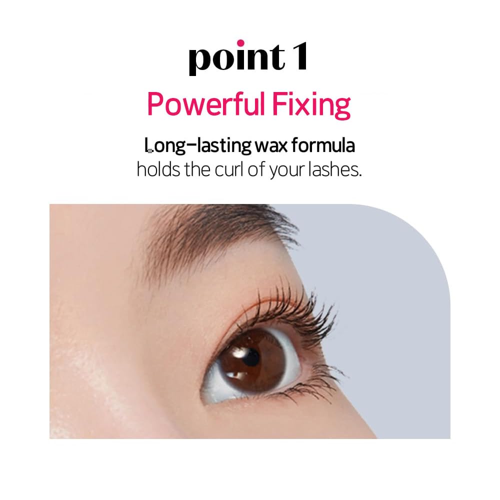 ETUDE Dr. Mascara Fixer before and after lashes showing lifted curl effect