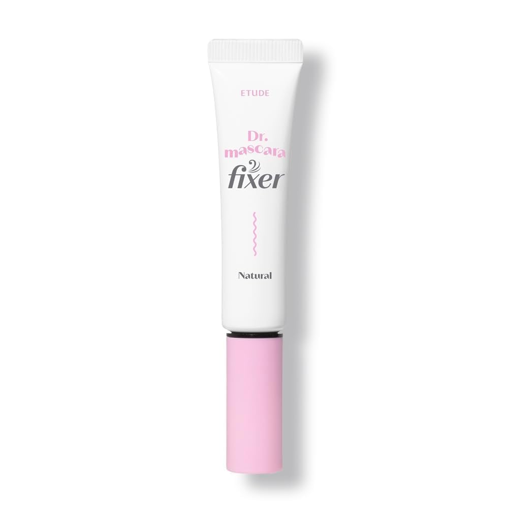ETUDE Dr. Mascara Fixer front compact showing sleek tube and clear formula benefit long-lasting hold