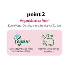 ETUDE Dr. Mascara Fixer held in hand showing size and travel-friendly benefit