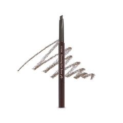 ETUDE eyebrow pencil front view showing slim triangular barrel and cap for precise application