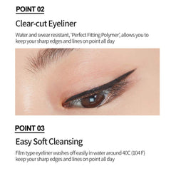 ETUDE pen in hand applying liner for steady, accurate application