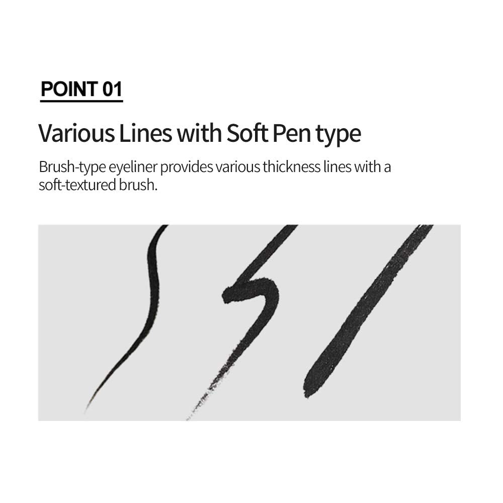 ETUDE black stroke swatch showing intense pigment and smooth finish benefit