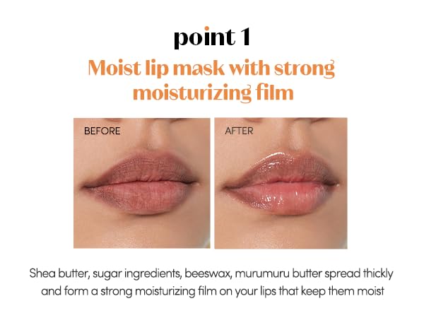 ETUDE before and after lips comparison showing smoother hydrated lips