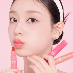 ETUDE texture gloss drop closeup showing hydrating, juicy finish benefit