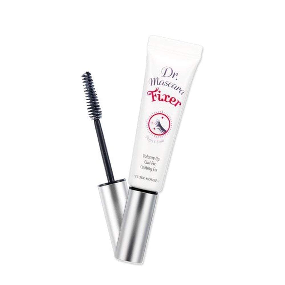 Etude Mascara Fixer front packaging showing compact clear tube benefit long-lasting hold