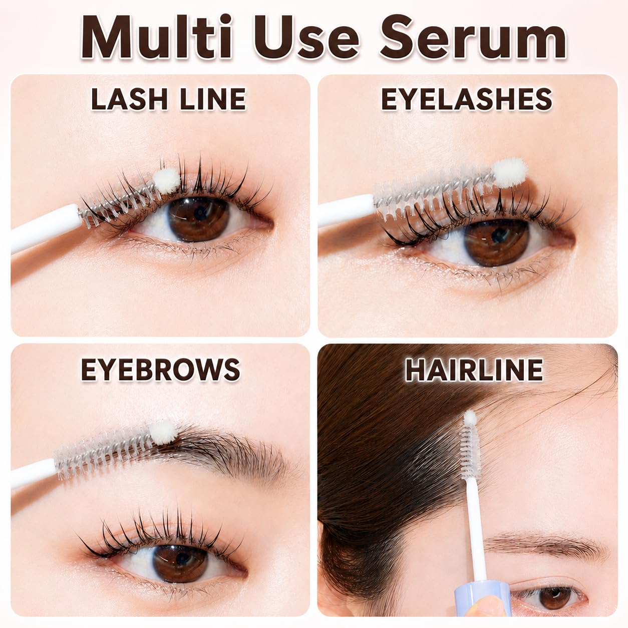 ETUDE demonstrating brow application for dual lash and brow care