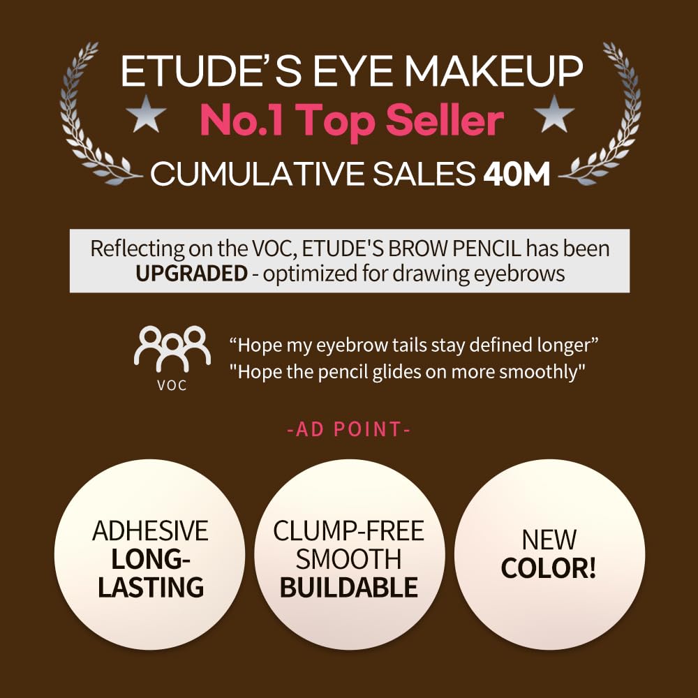 ETUDE close-up of pencil tip showing precise microblading-style stroke control