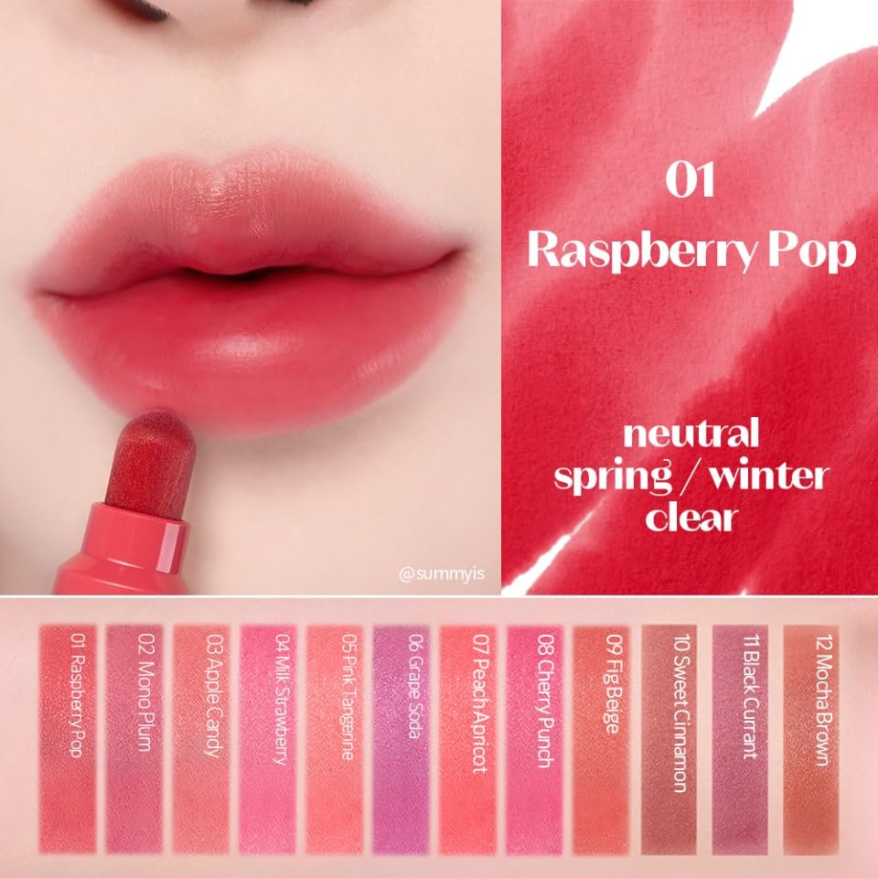 ETUDE swatch of Raspberry Pop on skin showing true color and buildable payoff