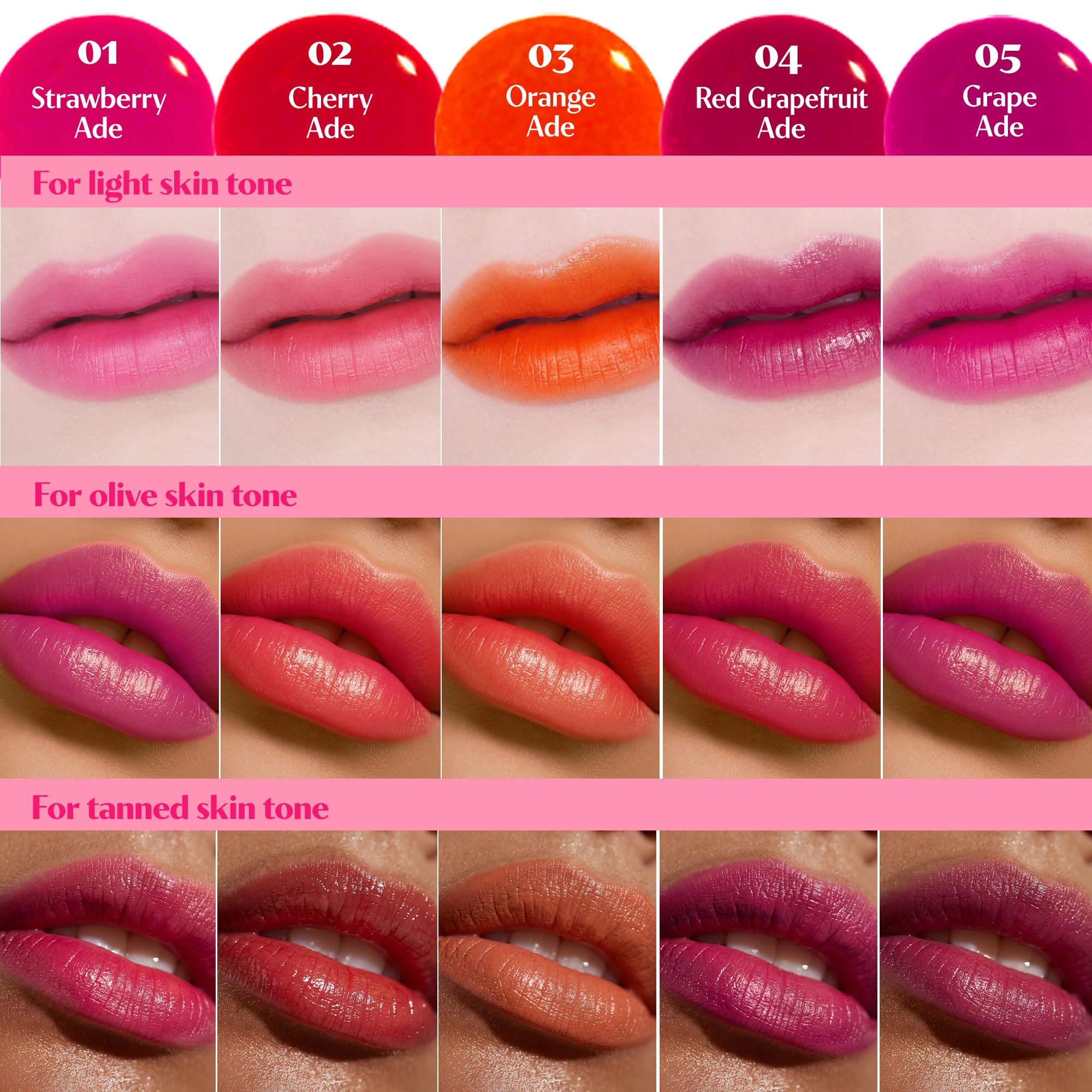 ETUDE swatch of Red Grapefruit Ade on forearm showing true color payoff