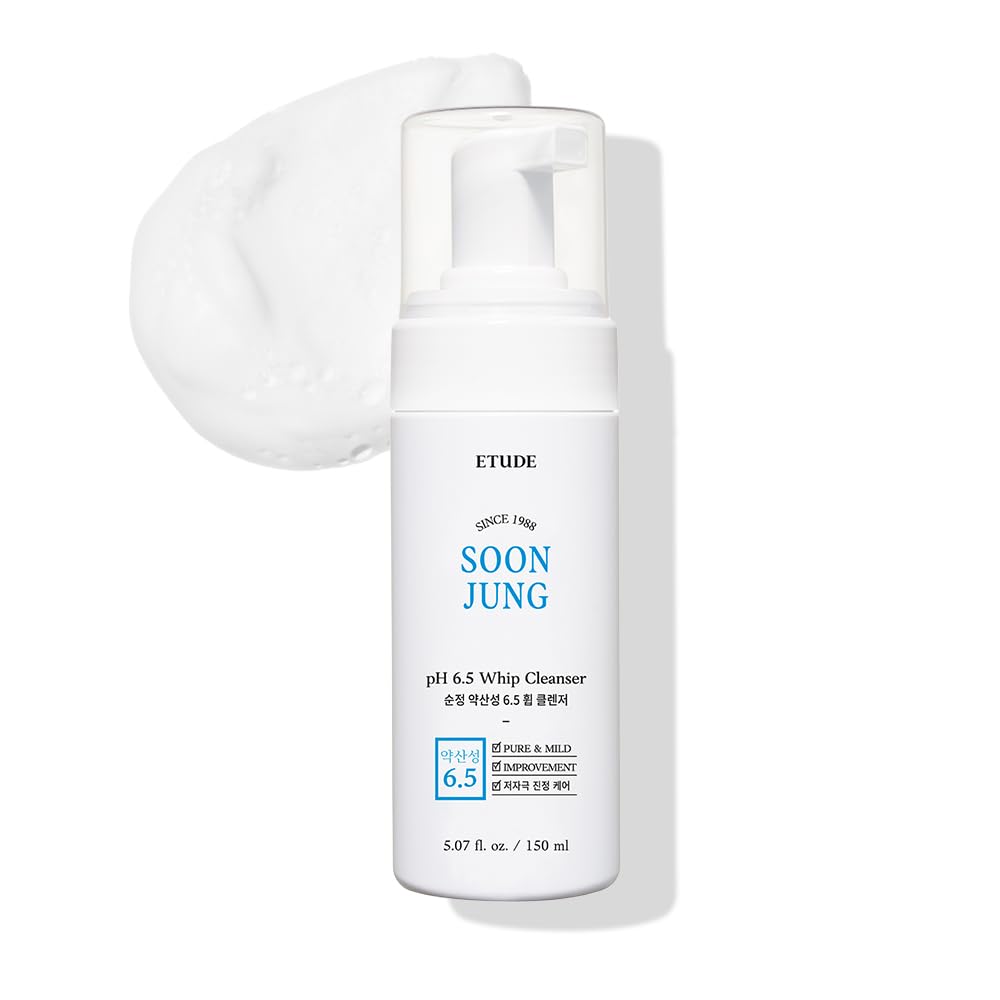 ETUDE front packaging of SoonJung whip cleanser showing gentle formula benefit