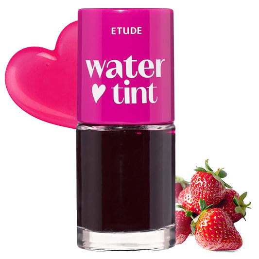ETUDE front packaging showing compact tinted tube and strawberry hue benefit portability