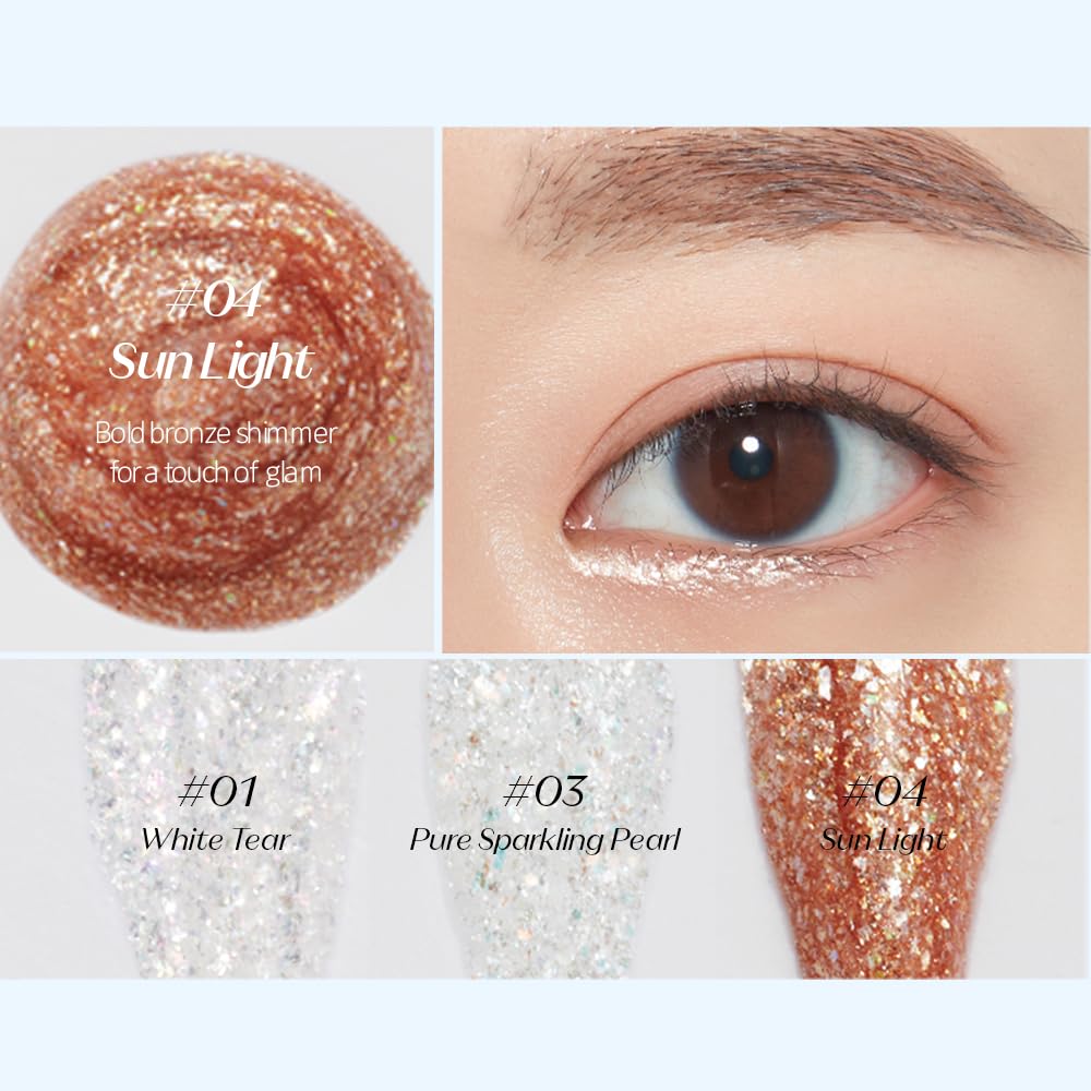 ETUDE glitter texture swatch highlighting crystal and opal shimmer