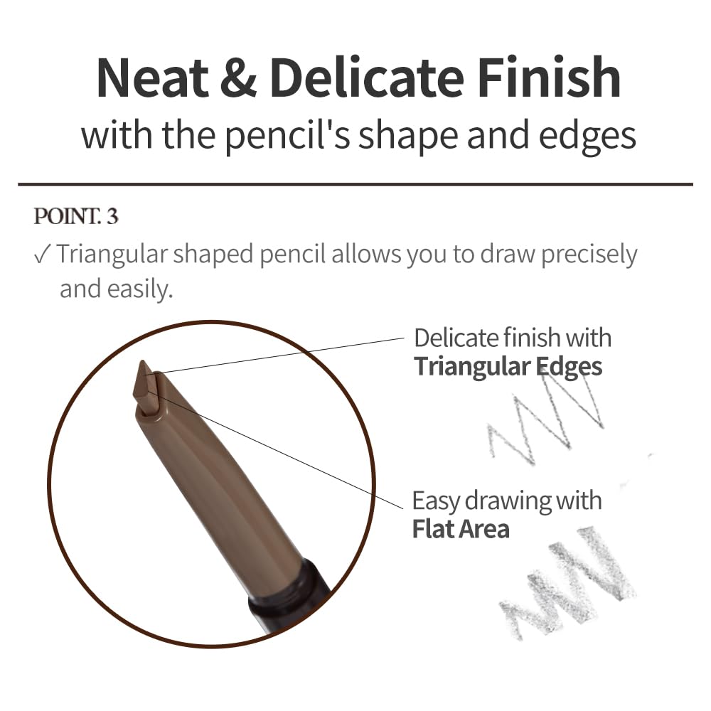 ETUDE swatch on skin in grey brown showing natural, layered color payoff and blendability