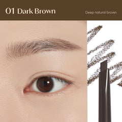 ETUDE swatches in Dark Brown showing buildable pigment and color range