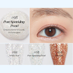 ETUDE glitter texture swatch showing crystal and opal shine benefits