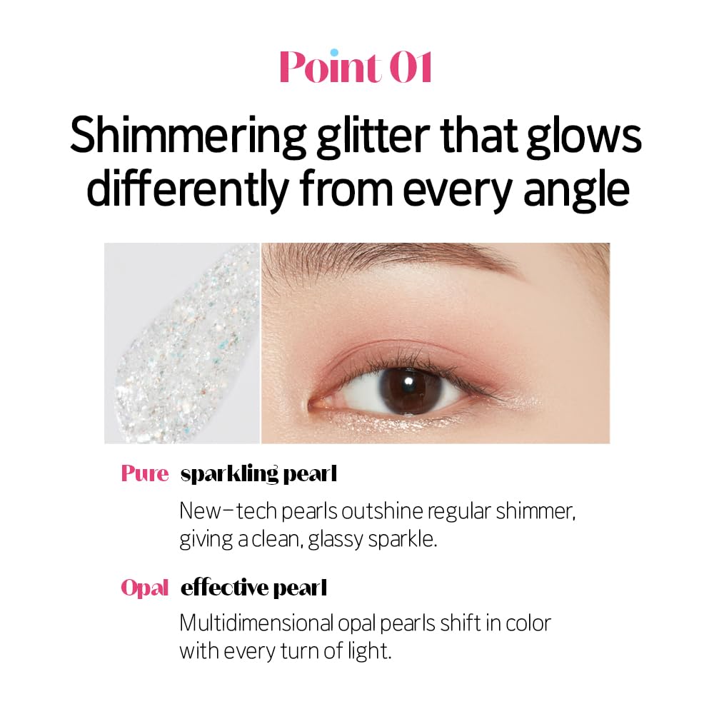 ETUDE applied to inner eye corner brightening the eyes with concentrated white shimmer