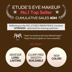 ETUDE pencil texture close-up illustrating smooth glide and even pigment for buildable color