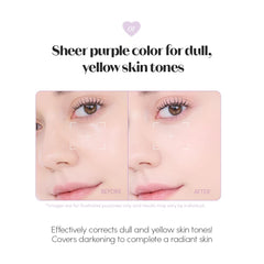 ETUDE texture swatch of lavender powder demonstrating ultra-fine, breathable feel