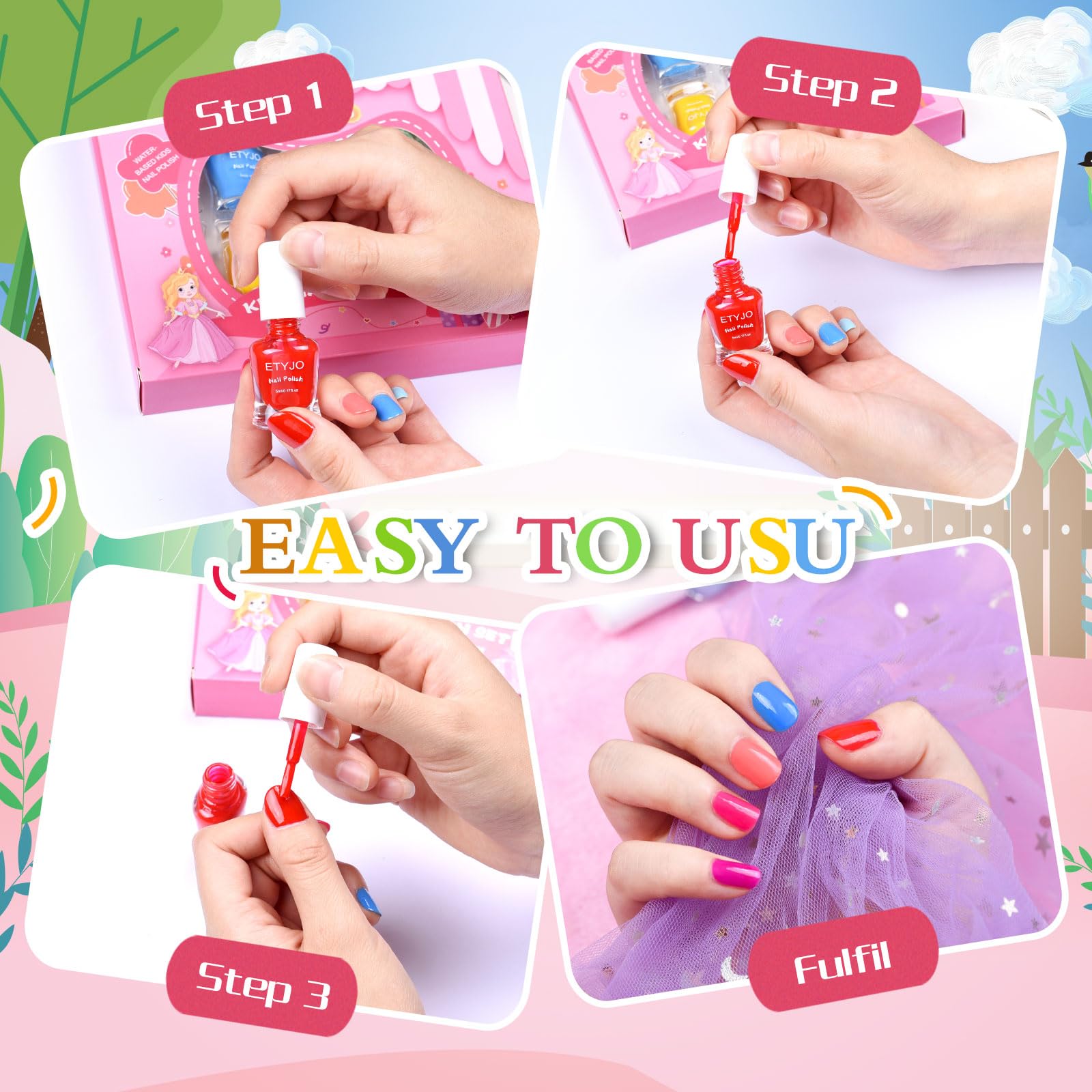 ETYJO lifestyle party scene showing fun, safe manicure for kids