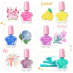 ETYJO open kit with six rainbow polish bottles displayed neatly