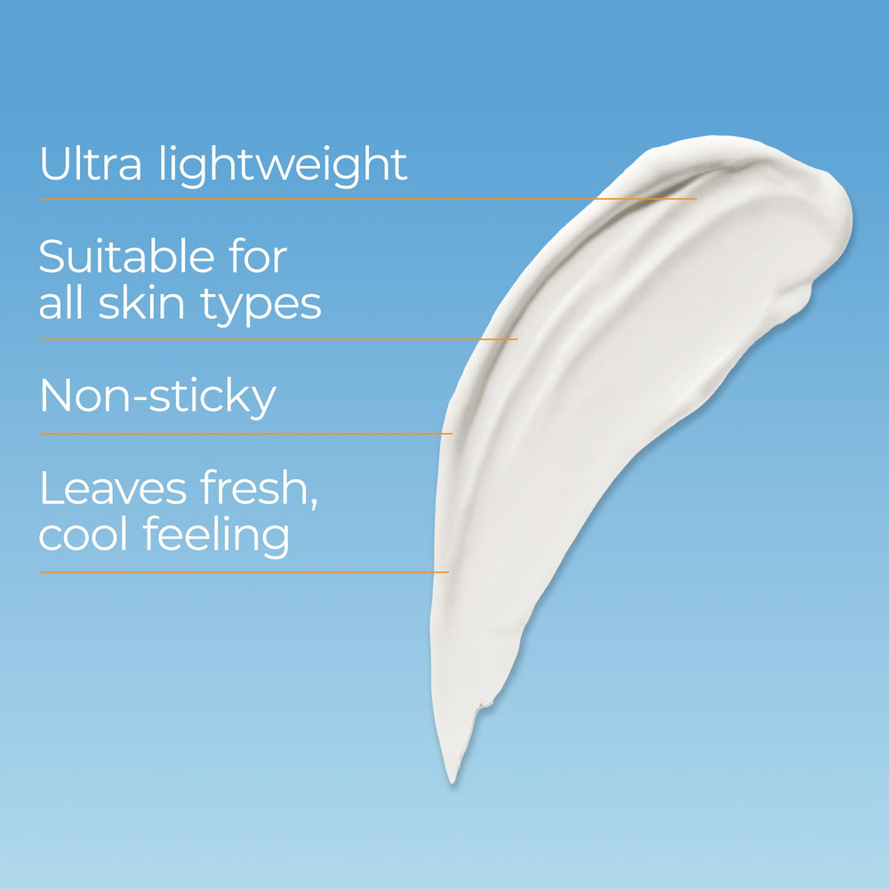 Eucerin after sun lotion on hand illustrating smooth spreadability and cooling relief