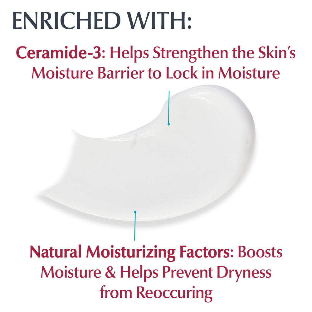 Eucerin being applied to elbow showing targeted relief for dry areas