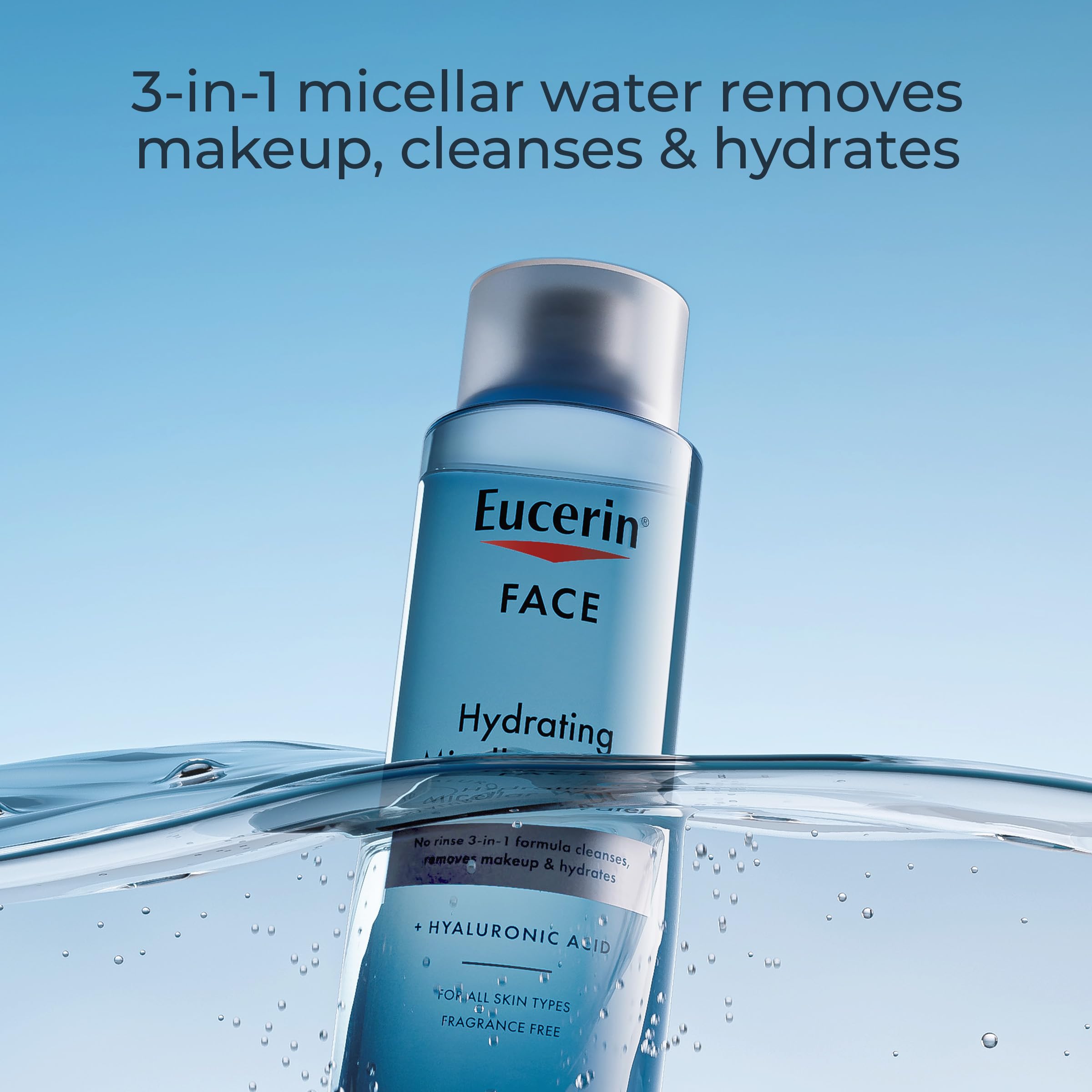 Eucerin back label ingredients view highlighting hyaluronic acid
