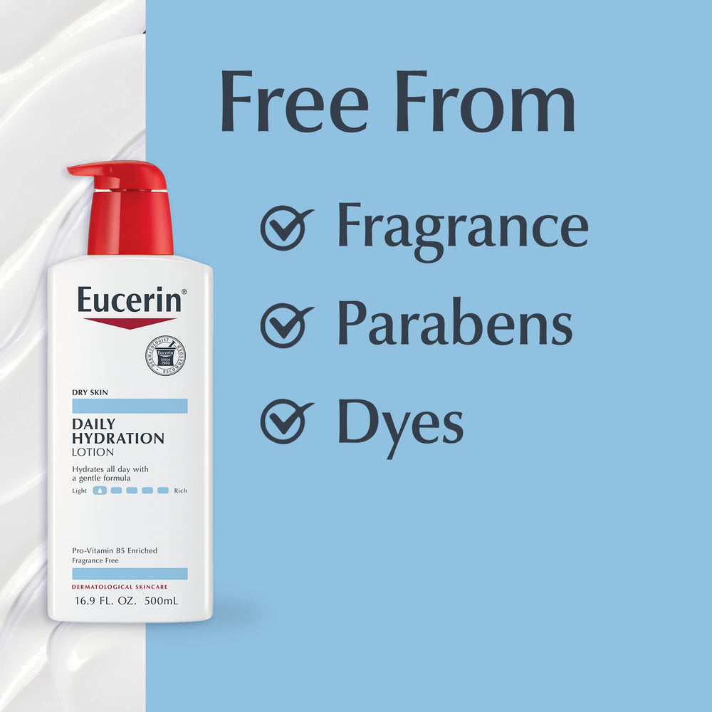 Eucerin bottle on bathroom counter in lifestyle scene for daily routine benefit