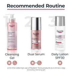 Eucerin on bathroom vanity suggesting morning skincare routine