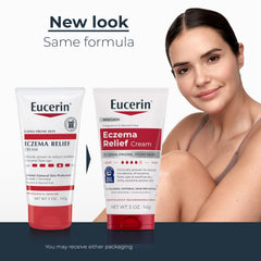 Eucerin open cap with cream texture visible, showing fast-absorbing consistency
